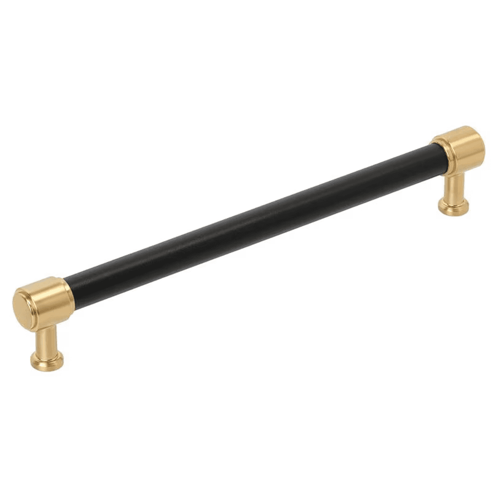 305mm Fairlane Appliance Pull, Black Leather/Champagne Bronze Main - Image