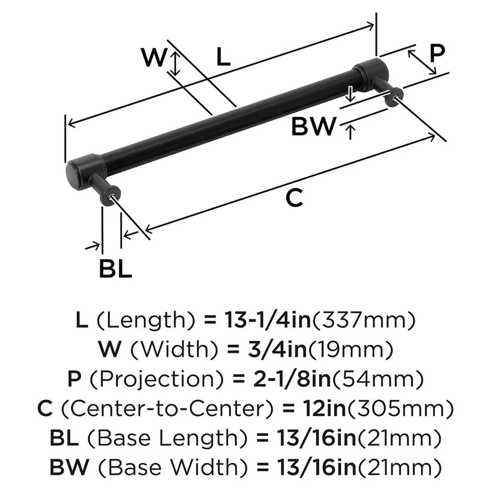 305mm Fairlane Appliance Pull, Black Leather/Matte Black Alt 1 - Image