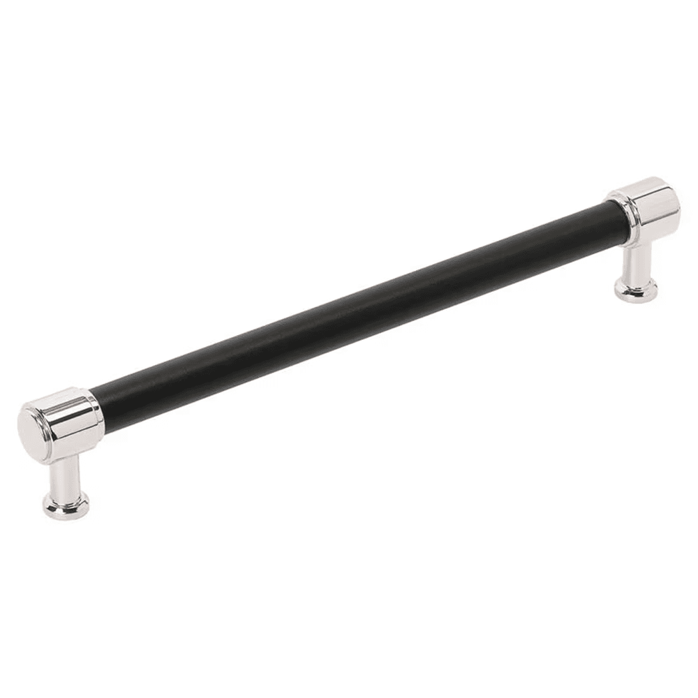 305mm Fairlane Appliance Pull, Black Leather/Polished Nickel Main - Image