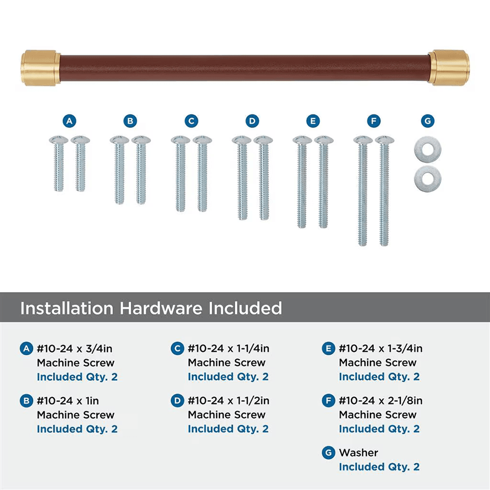 305mm Fairlane Appliance Pull, Brown Leather/Champagne Bronze Alt 2 - Image