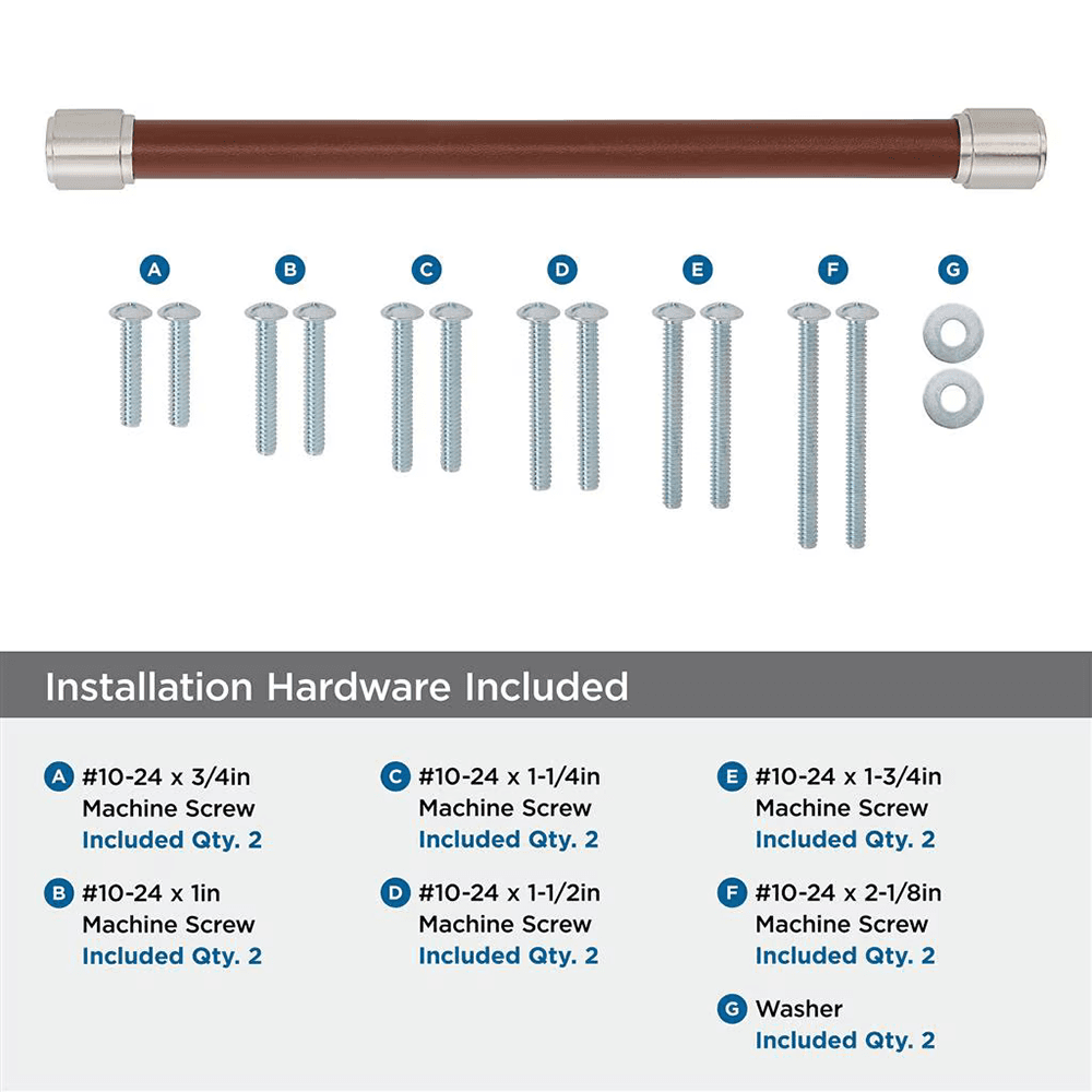 305mm Fairlane Appliance Pull, Brown Leather/Satin Nickel Alt 2 - Image