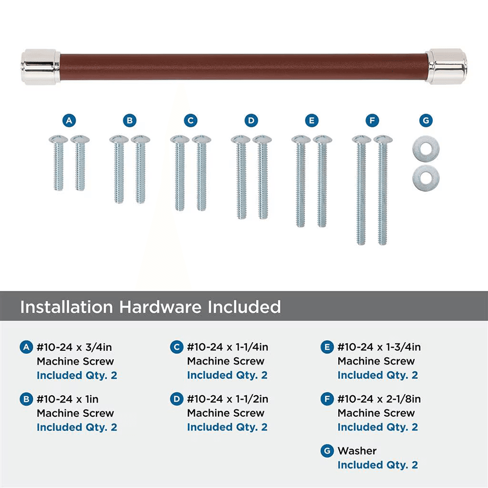 305mm Fairlane Appliance Pull, Brown Leather/Polished Nickel Alt 2 - Image