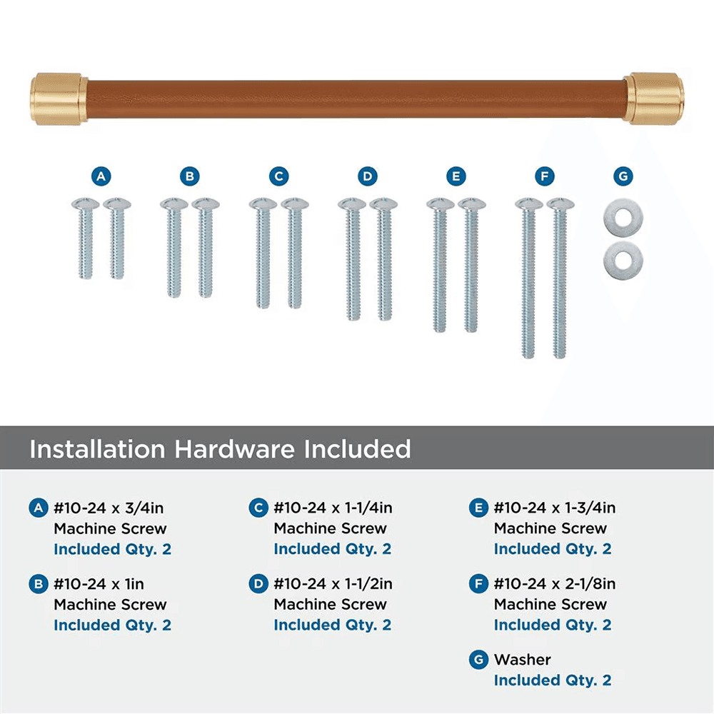 305mm Fairlane Appliance Pull, Cognac Leather/Champagne Bronze Alt 2 - Image