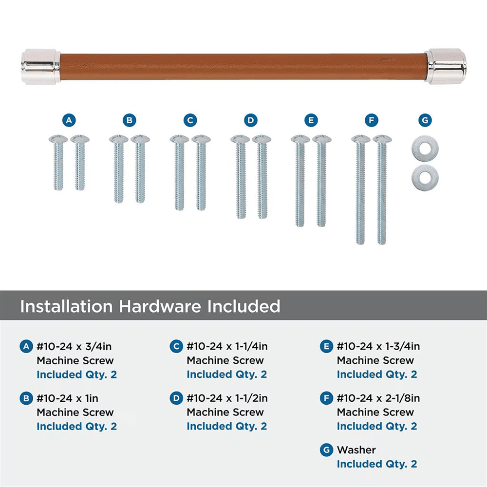 305mm Fairlane Appliance Pull, Cognac Leather/Polished Nickel Alt 2 - Image