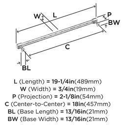 457mm Fairlane Appliance Pull, Brown Leather/Satin Nickel Alt 1 - Image