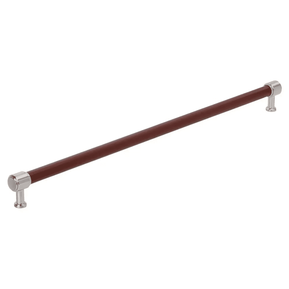 610mm Fairlane Appliance Pull, Brown Leather/Satin Nickel Main - Image