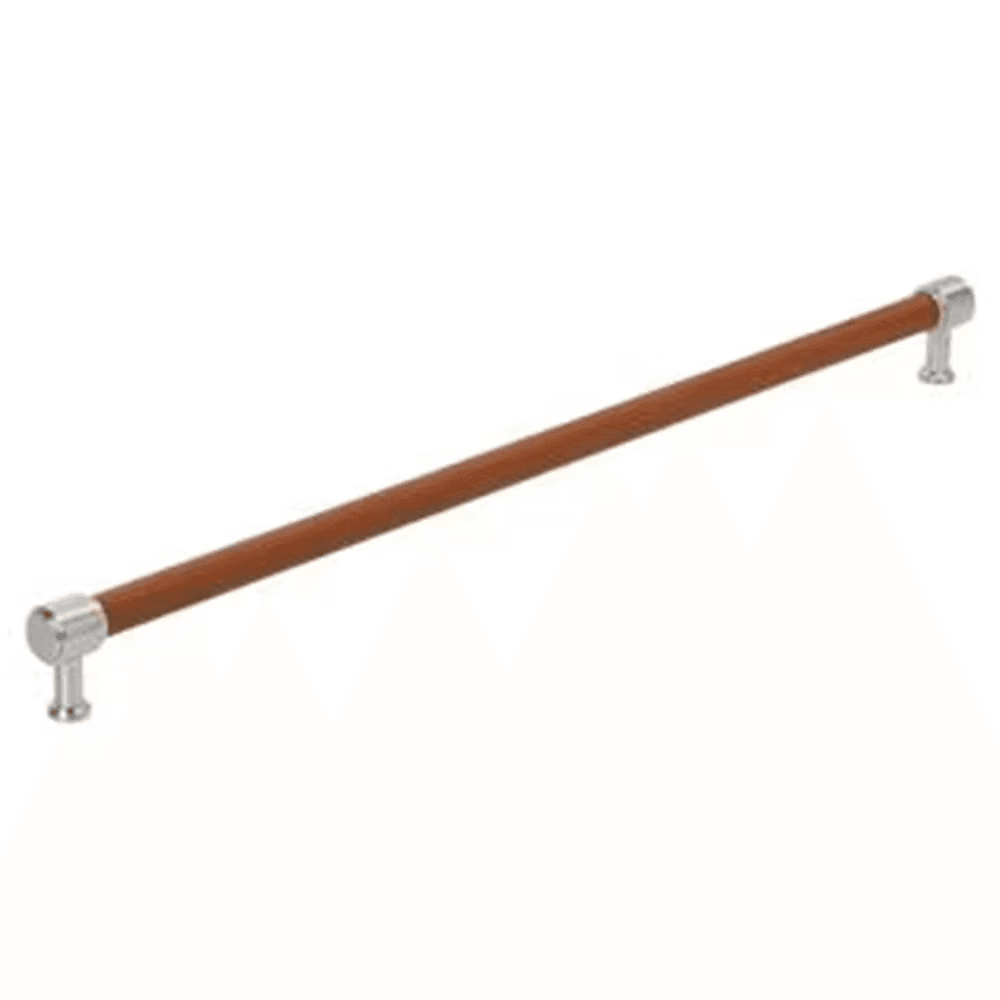 610mm Fairlane Appliance Pull, Cognac Leather/Champagne Bronze Main - Image