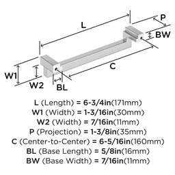 6-5/16" Rockhurst Cabinet Pull, Satin Nickel Alt 1 - Image
