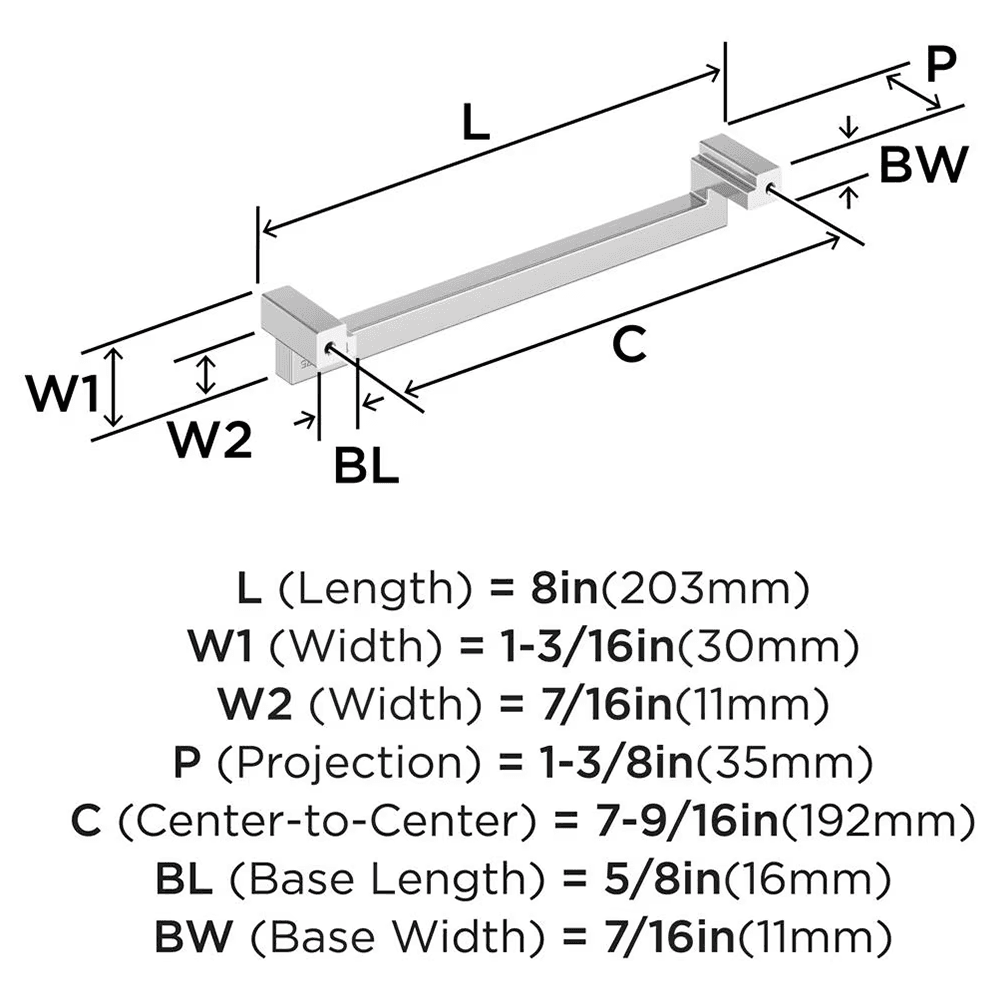 7-9/16" Rockhurst Cabinet Pull, Polished Chrome Alt 1 - Image