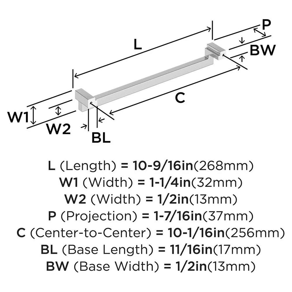 10-1/16" Rockhurst Cabinet Pull, Polished Chrome Alt 1 - Image