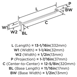 12-5/8" Rockhurst Cabinet Pull, Satin Nickel Alt 1 - Image