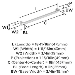 18" Rockhurst Appliance Pull, Satin Nickel Alt 1 - Image