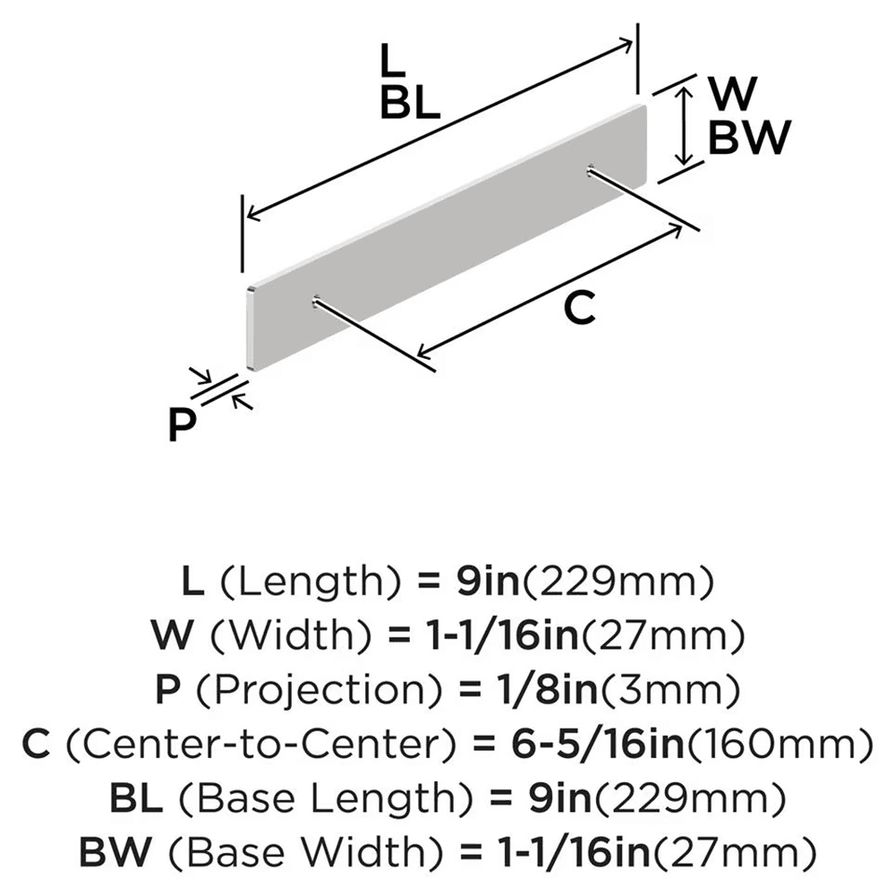 160mm Thoreau Rectangle Backplate, Polished Chrome Alt 1 - Image