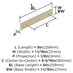 160mm Thoreau Rectangle Backplate, Golden Champagne Alt 1 - Image