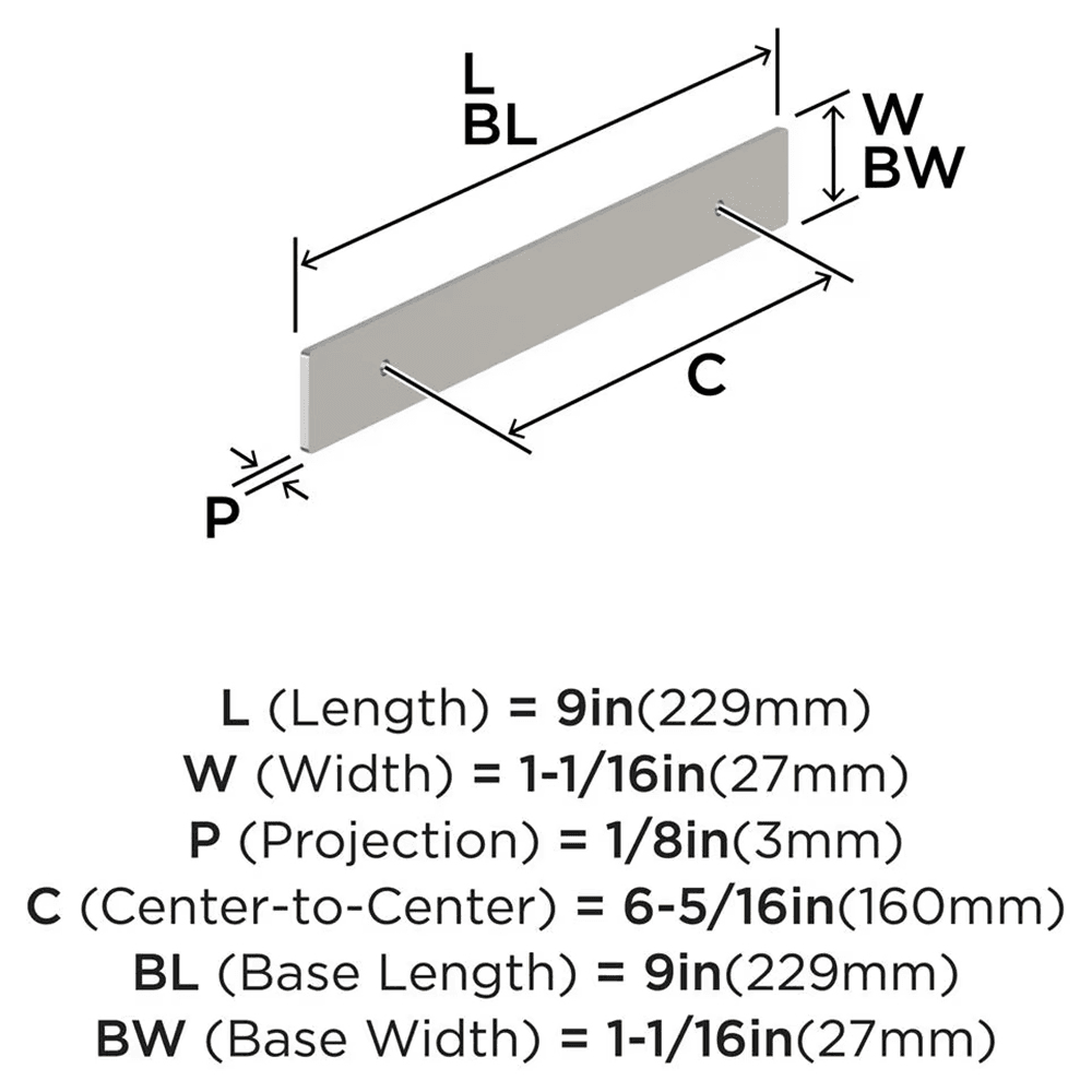 160mm Thoreau Rectangle Backplate, Satin Nickel Alt 1 - Image