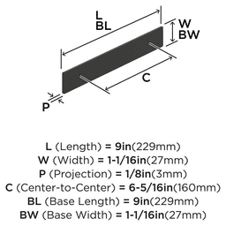 160mm Thoreau Rectangle Backplate, Matte Black Alt 1 - Image