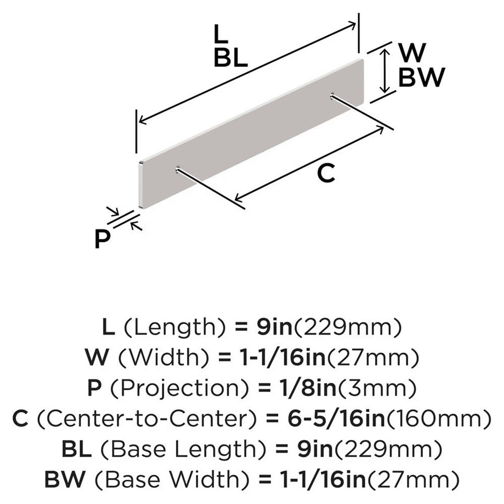160mm Thoreau Rectangle Backplate, Polished Nickel Alt 1 - Image