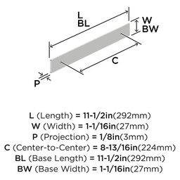 224mm Thoreau Rectangle Backplate, Polished Chrome Alt 1 - Image