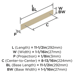 224mm Thoreau Rectangle Backplate, Golden Champagne Alt 1 - Image
