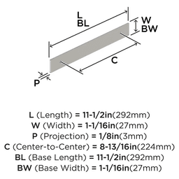 224mm Thoreau Rectangle Backplate, Satin Nickel Alt 1 - Image