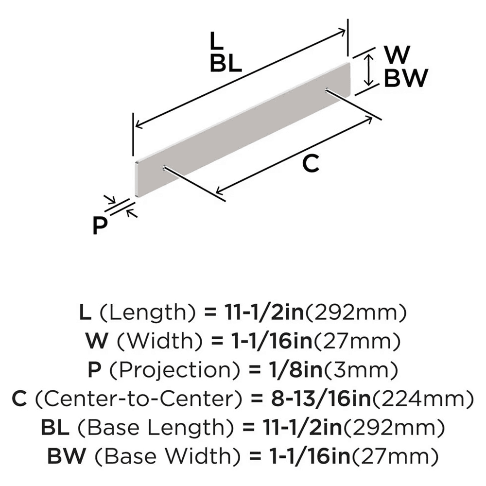 224mm Thoreau Rectangle Backplate, Polished Nickel Alt 1 - Image