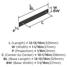 256mm Thoreau Rectangle Backplate, Matte Black Alt 1 - Image