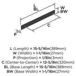320mm Thoreau Rectangle Backplate, Matte Black Alt 1 - Image
