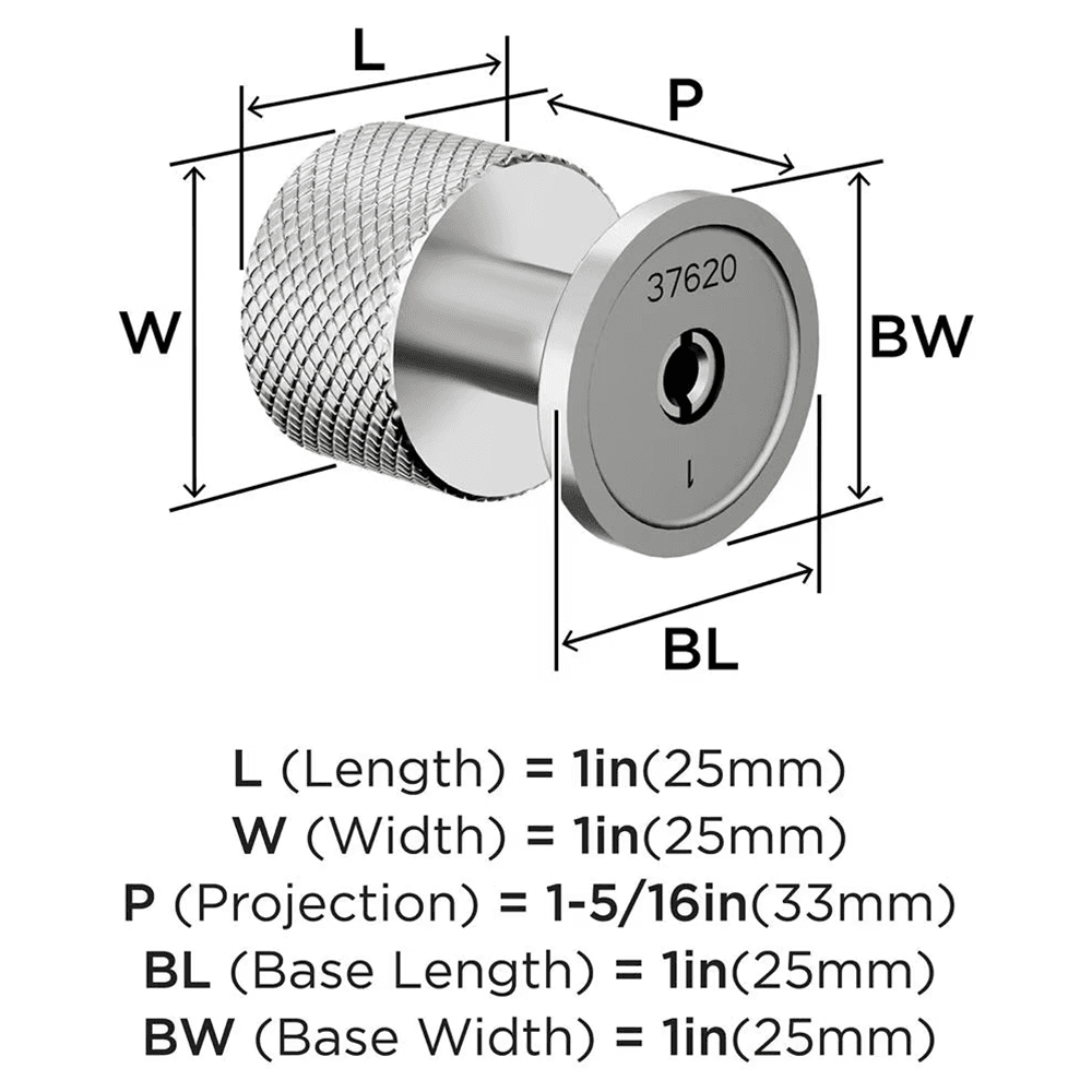 1" Balata Cabinet Knob, Polished Chrome Alt 1 - Image