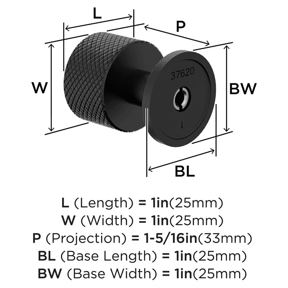 1" Balata Cabinet Knob, Matte Black Alt 1 - Image