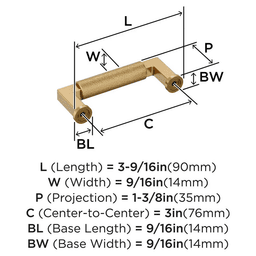 76mm Balata Cabinet Pull, Champagne Bronze Alt 1 - Image