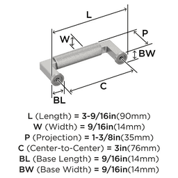 76mm Balata Cabinet Pull, Satin Nickel Alt 1 - Image