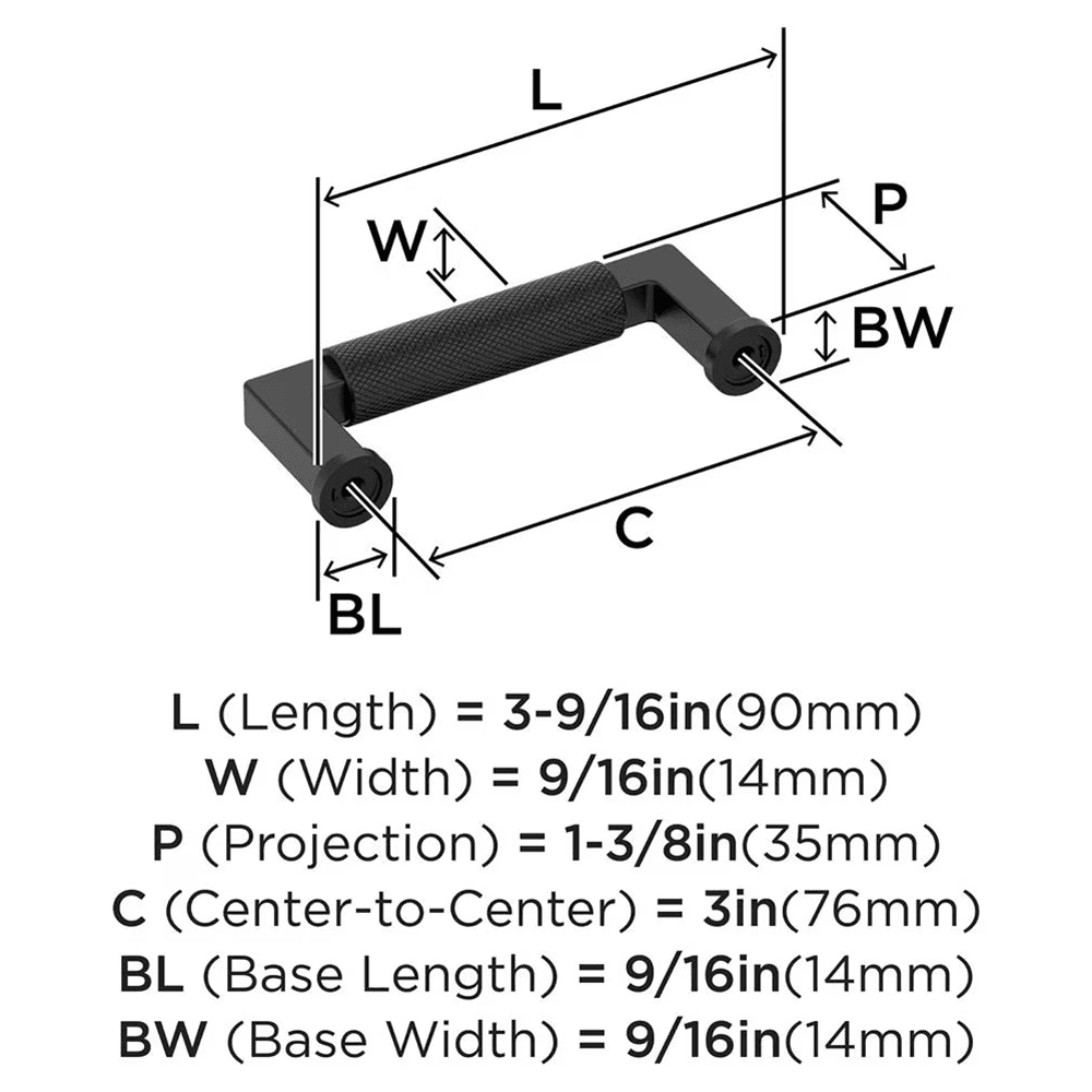 76mm Balata Cabinet Pull, Matte Black Alt 1 - Image