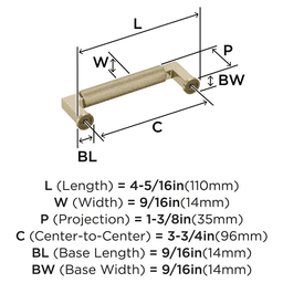 96mm Balata Cabinet Pull, Golden Champagne Alt 1 - Image