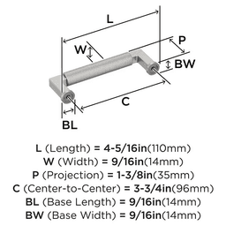 96mm Balata Cabinet Pull, Satin Nickel Alt 1 - Image