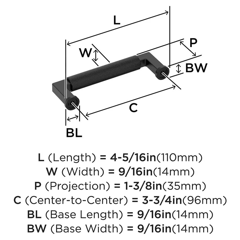 96mm Balata Cabinet Pull, Matte Black Alt 1 - Image