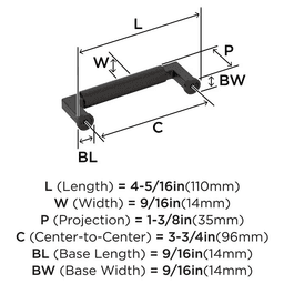 96mm Balata Cabinet Pull, Oil-Rubbed Bronze Alt 1 - Image