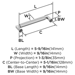 128mm Balata Cabinet Pull, Polished Chrome Alt 1 - Image