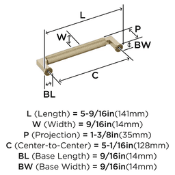 128mm Balata Cabinet Pull, Golden Champagne Alt 1 - Image