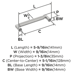 128mm Balata Cabinet Pull, Satin Nickel Alt 1 - Image