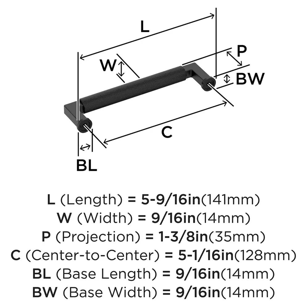 128mm Balata Cabinet Pull, Matte Black Alt 1 - Image