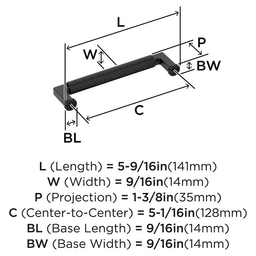 128mm Balata Cabinet Pull, Matte Black Alt 1 - Image
