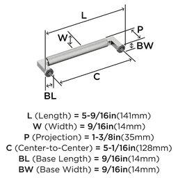 128mm Balata Cabinet Pull, Polished Nickel Alt 1 - Image