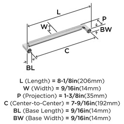 192mm Balata Cabinet Pull, Polished Chrome Alt 1 - Image