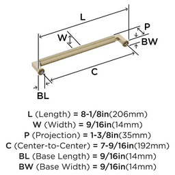 192mm Balata Cabinet Pull, Golden Champagne Alt 1 - Image