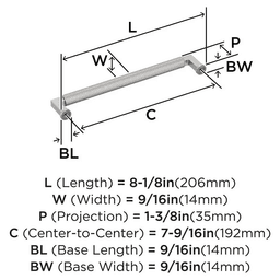 192mm Balata Cabinet Pull, Satin Nickel Alt 1 - Image
