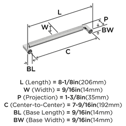 192mm Balata Cabinet Pull, Polished Nickel Alt 1 - Image