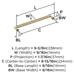 224mm Balata Cabinet Pull, Golden Champagne Alt 1 - Image