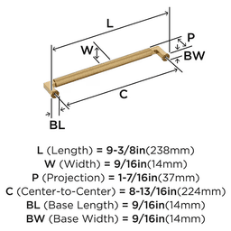 224mm Balata Cabinet Pull, Champagne Bronze Alt 1 - Image