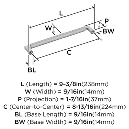 224mm Balata Cabinet Pull, Satin Nickel Alt 1 - Image