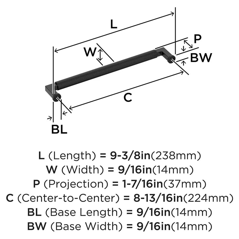 224mm Balata Cabinet Pull, Matte Black Alt 1 - Image